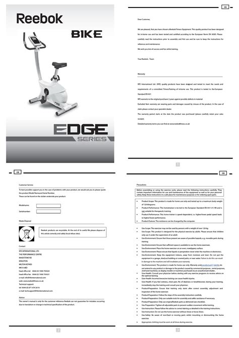 REEBOK EDGE SERIES USER MANUAL Pdf Download | ManualsLib