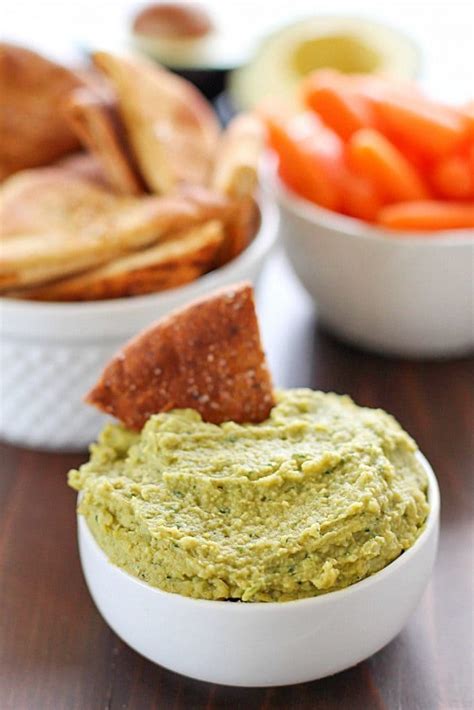 Avocado Hummus with Homemade Pita Chips - Yummy Healthy Easy