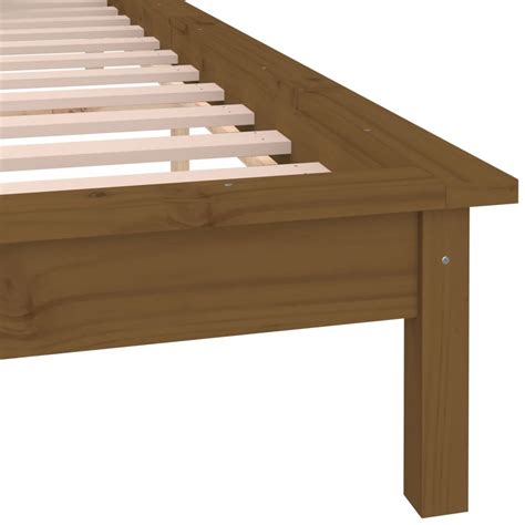 Buy LED Bed Frame Honey Brown 153x203 cm Queen Size Solid Wood online with afterpay