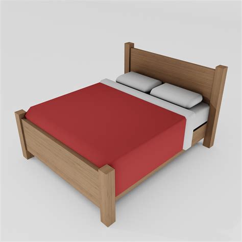 Double Bed 3D Model - FlatPyramid