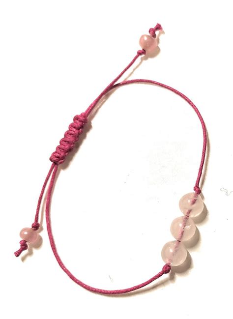 Rose Quartz Bead Bracelet with Sliding Knot Adjuster by Polly Parrot Crafts | Rose quartz ...