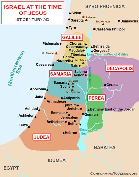 Map and History of Israel at the time of Jesus Christ