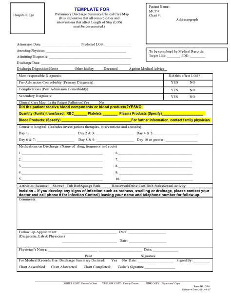 Hospital Discharge Summary Template - prntbl.concejomunicipaldechinu.gov.co