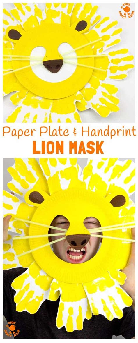 Handprint and Paper Plate Lion Masks - Kids Craft Room