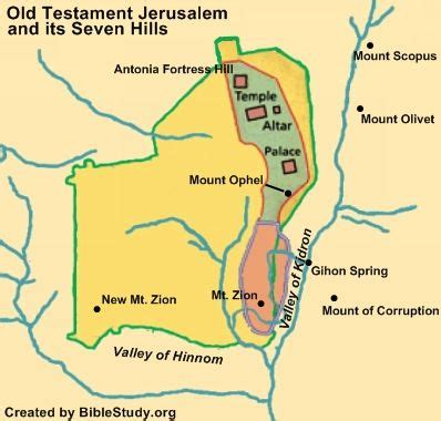 Map of ancient Jerusalem and its seven hills Seven Hills, Bible Mapping, City Of God, Olivet ...