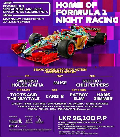 The 2019 Singapore GP features 3 days of non stop racing and fabulous musical performances in ...