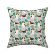 beagle monstera palm tropical summer dog Fabric | Spoonflower