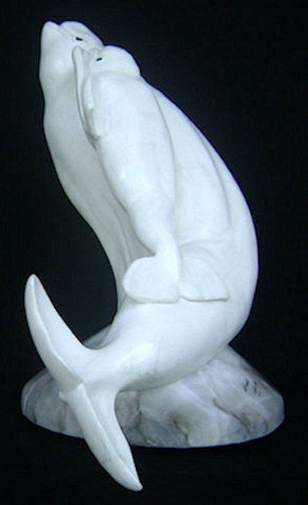 "Free Ride" Beluga Whale & Calf - Gerald J Sandau - Sculptures & Carvings, Animals, Birds ...