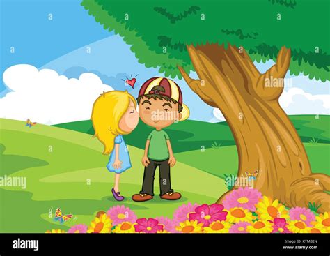 First kiss children Stock Vector Images - Alamy