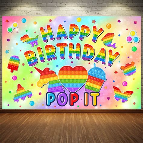 Pop Happy Birthday Backdrop, Sensory Pop Game Birthday Party Decorations for Kid Party Supplies ...
