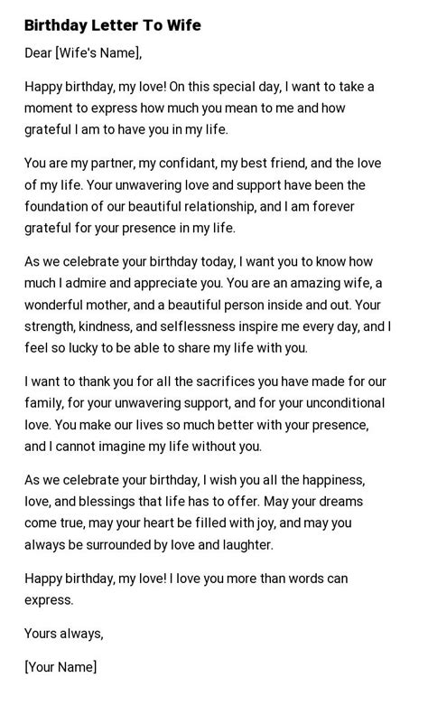 Birthday Letter To Wife