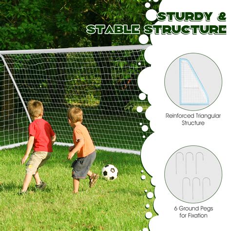 12 x 6 FT Soccer Goal All-Weather Soccer Goal W/ Strong PVC Frame Kids ...