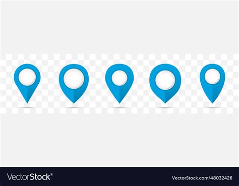 Set of blue pin map pointers icons with shadow Vector Image