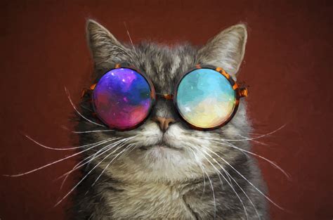 Cat Glasses Party Cool Painting, HD Animals, 4k Wallpapers, Images, Backgrounds, Photos and Pictures