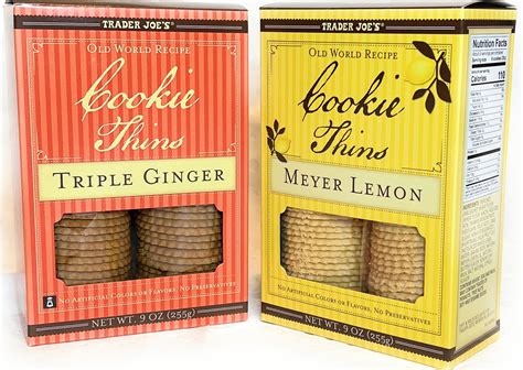 Trader Joe's Old World Recipe Cookie Thins Variety 2 Pack of Triple Ginger and Meyer Lemon ...