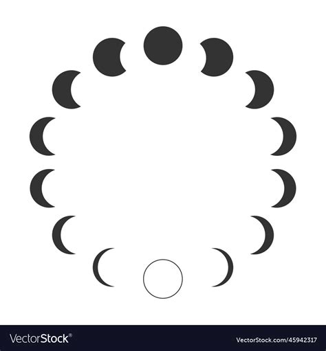 Moon phases calendar lunar cycle waning Royalty Free Vector