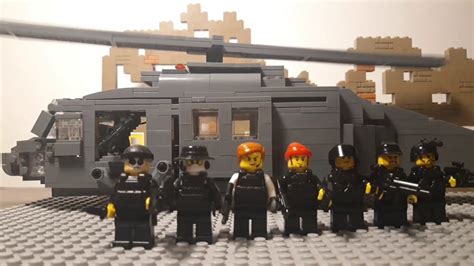 Lego swat team custom figures with black hawk helicopter review - YouTube