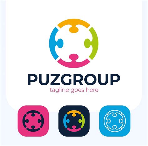 Teamwork People four puzzle pieces logo set 2227413 Vector Art at Vecteezy