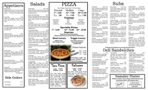 Menu of Pizza Oven in Inwood, WV 25428