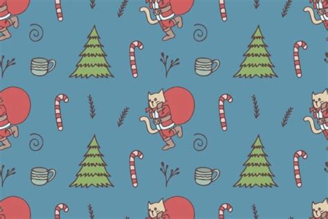 Set of Cute Cat Christmas Wallpaper Graphic by firdausm601 · Creative Fabrica