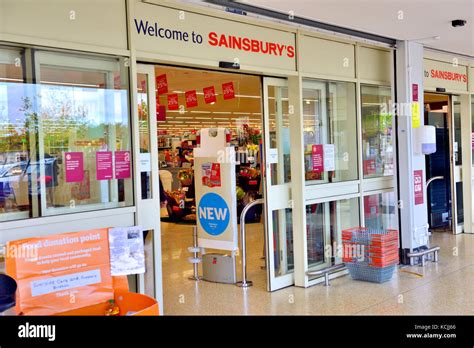 Sainsbury's supermarket entrance Stock Photo - Alamy