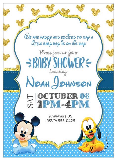 Baby Mickey Mouse Baby Shower Invitation - Etsy