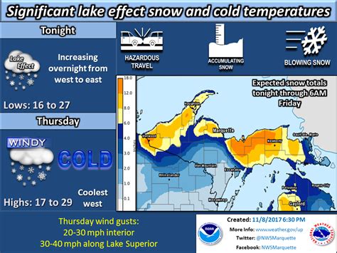 First Widespread Lake Effect Snow Event and Cold Outbreak of the 2017 ...