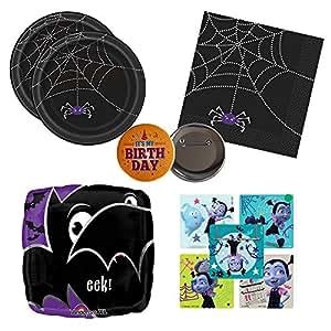 02 Vampirina stickers – Spider Web Bat Party supplies, 16 guests, small plates, napkins, balloon ...