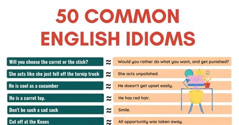 50 Examples of Idioms Commonly Used in Daily Conversations • 7ESL