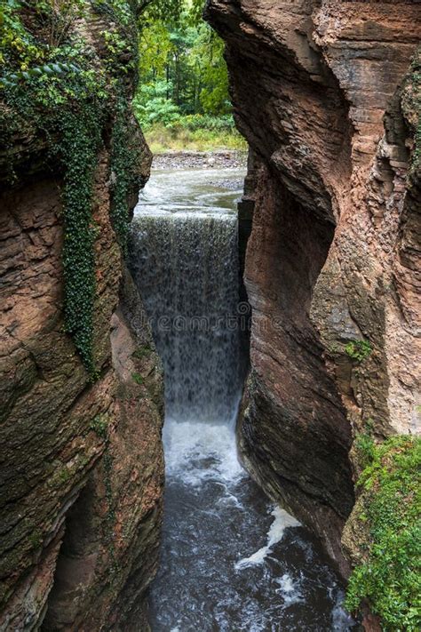 Canyon and Waterfall at Orrido Di Bellano in Italy. Stock Photo - Image ...