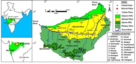 Geological map of the Purna river basin showing the localities under ...