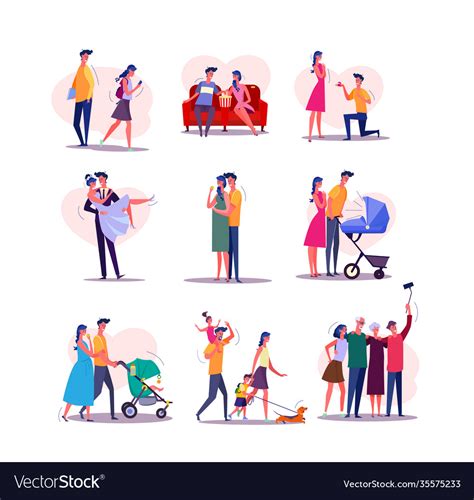 Family life cycle set Royalty Free Vector Image