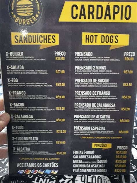 Menu at Andy's Burger pub & bar, Curitiba