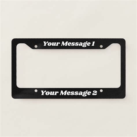 Simple Black with White Text Template License Plate Frame | Zazzle