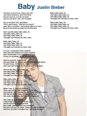 Justin Bieber Baby Lyrics Sheet