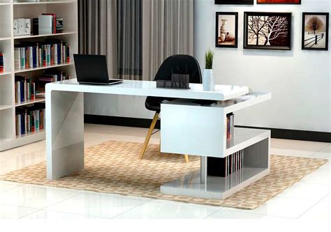Modern White Gloss Office desk SJ33 | Desks