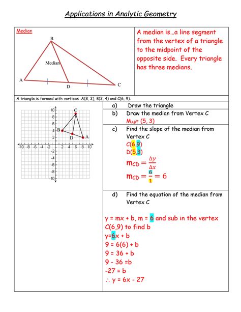 applications solutions - Applications in Analytic Geometry Median A ...