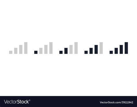 Mobile signal bar black icon set phone Royalty Free Vector