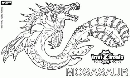 Colorear Mosasaur. Invizimals La otra dimensión. Auténtico monstruo marino con poderosas aletas ...