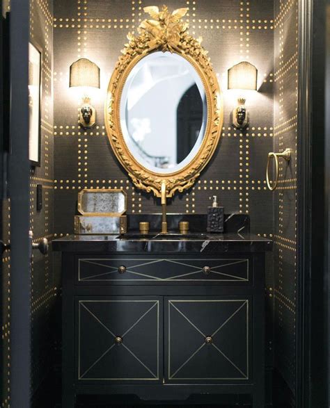 The golden wallpaper is a trend in decoration in 2020 | Gold wallpaper bathroom, Modern powder ...