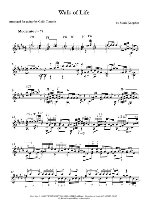 Walk Of Life (arr. Colin Tommis) Sheet Music | Dire Straits | Solo Guitar