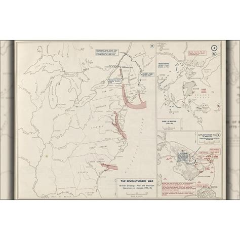 24"x36" Gallery Poster, Revolutionary War map Boston, 1775-1776 ...