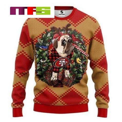 NFL San Francisco 49ers Pug Dog Idea Christmas Ugly Sweater 2023