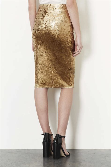 Lyst - Topshop Gold Foil Velvet Tube Skirt in Metallic