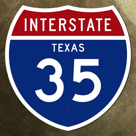 Texas Interstate Route 35 Highway Marker Road Sign Austin San Antonio ...