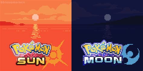 two different logos for the pokemon sun and moon game, each with an orange background