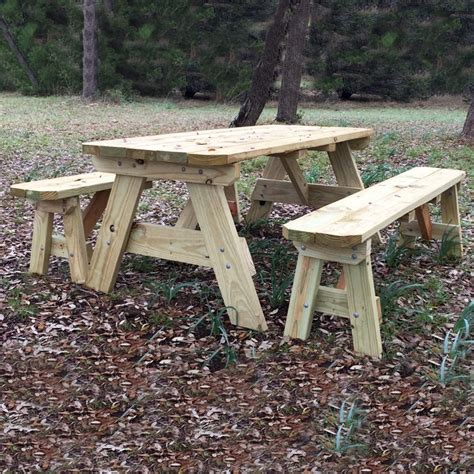 Picnic Table Detached Benches Featured Image Final Build A Picnic Table, Picnic Bench, Outdoor ...