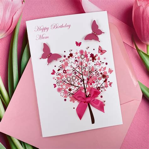 Handmade Birthday Card 'Flower Tree' - Handmade Cards -Pink & Posh