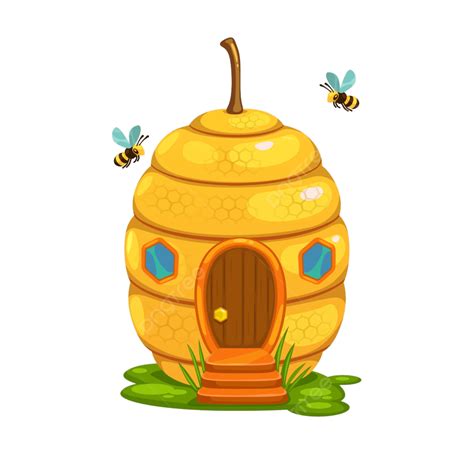 Honey Bee Hive Vector Art PNG, Bee Hive Cartoon Fairy House Or Dwelling ...