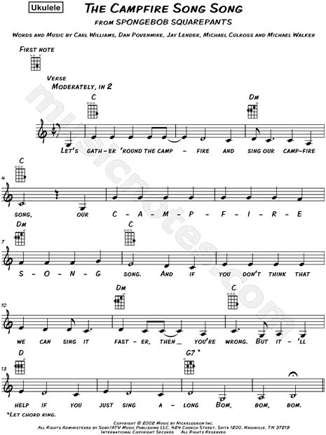 Spongebob Squarepants The Campfire Song Song Sheet Music Notes, Chords ...